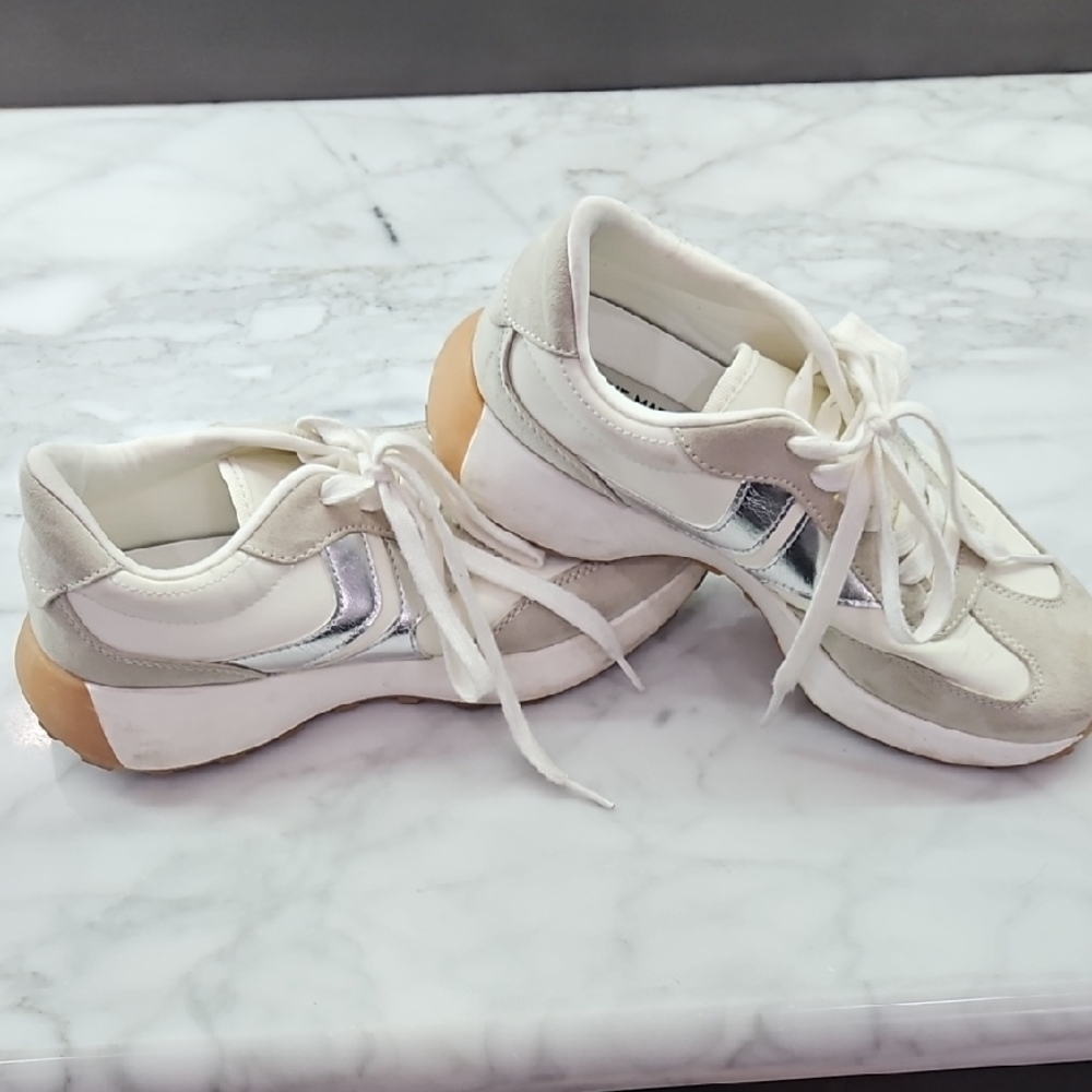 Steve Madden White and Silver Women's Sneakers
